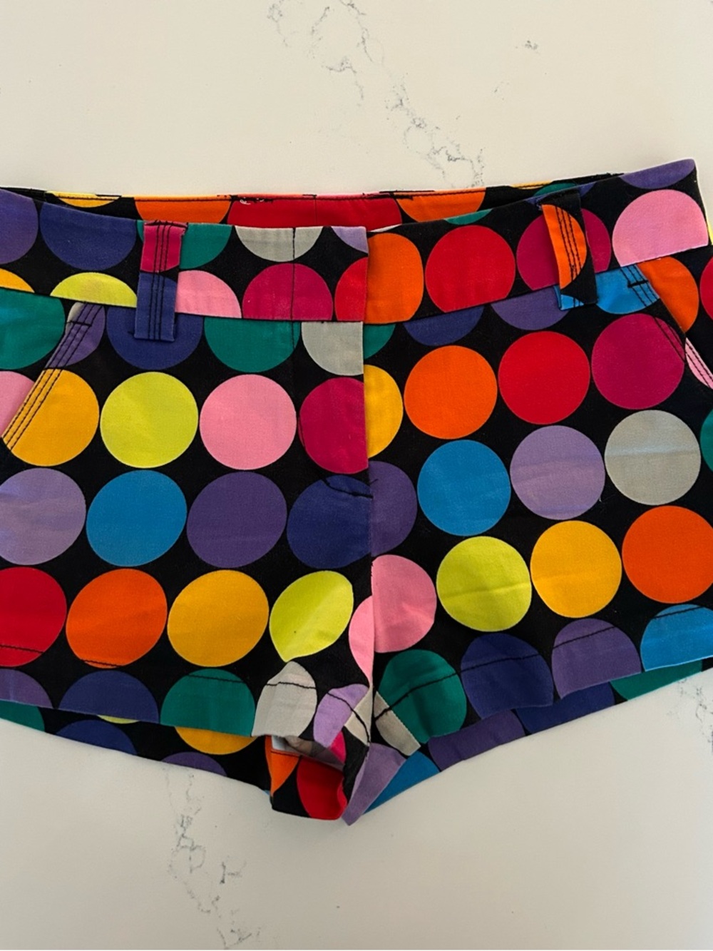 Loudmouth Black Polka Dot Rainbow Jean Shorts
